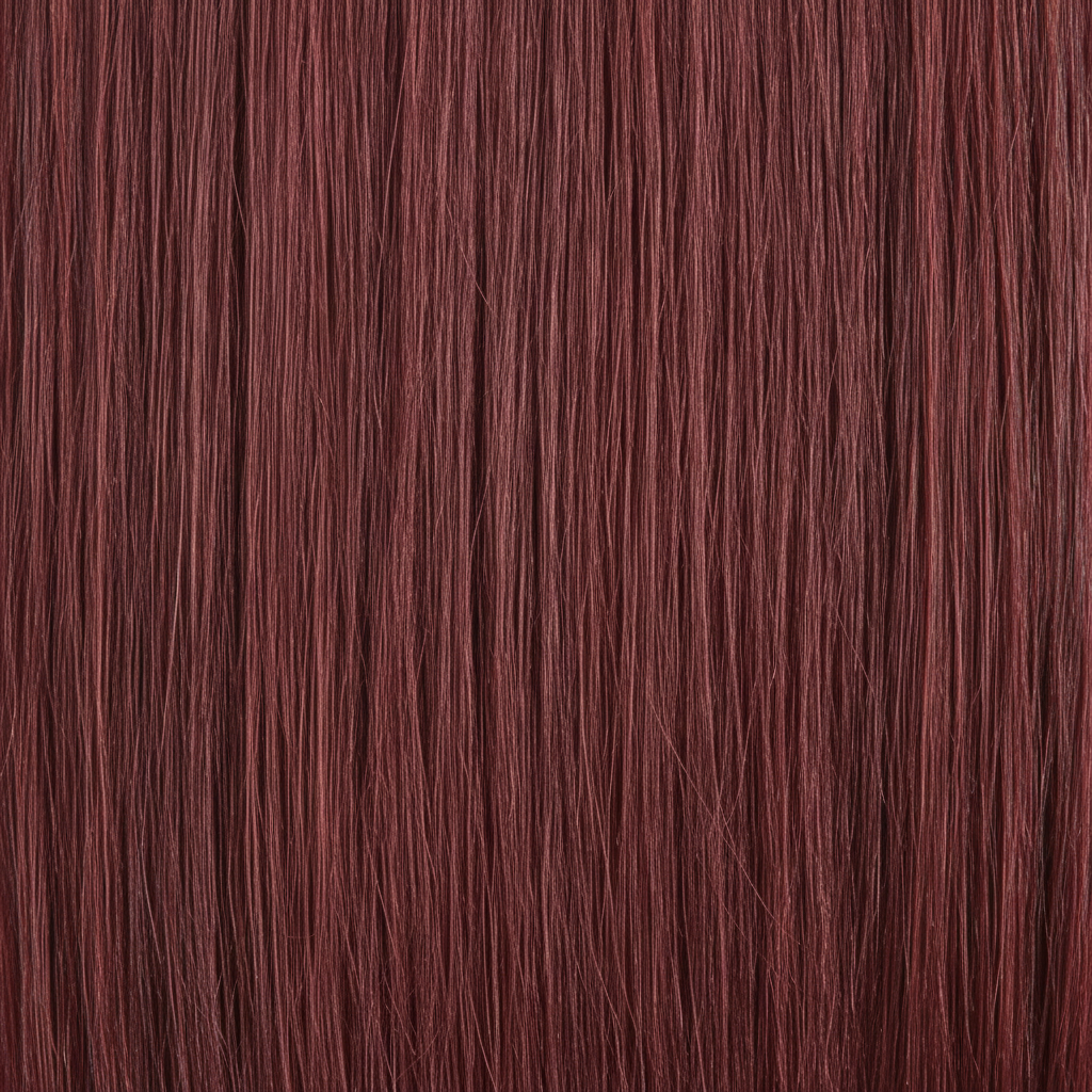 Close-up of brown hair extensions with a blurred background